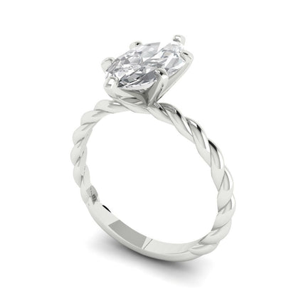 2 ct Brilliant Marquise Cut Natural Diamond Stone Clarity VS1-2 Color G-H White Gold Solitaire Ring