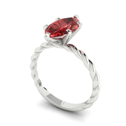 2 cttw Natural Garnet Solitaire  Engagement Ring - Solid Gold (Marquise Cut,12x6mm )