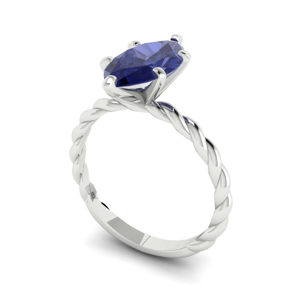 2 cttw Simulated Tanzanite Solitaire  Engagement Ring - Solid Gold (Marquise Cut,12x6mm )