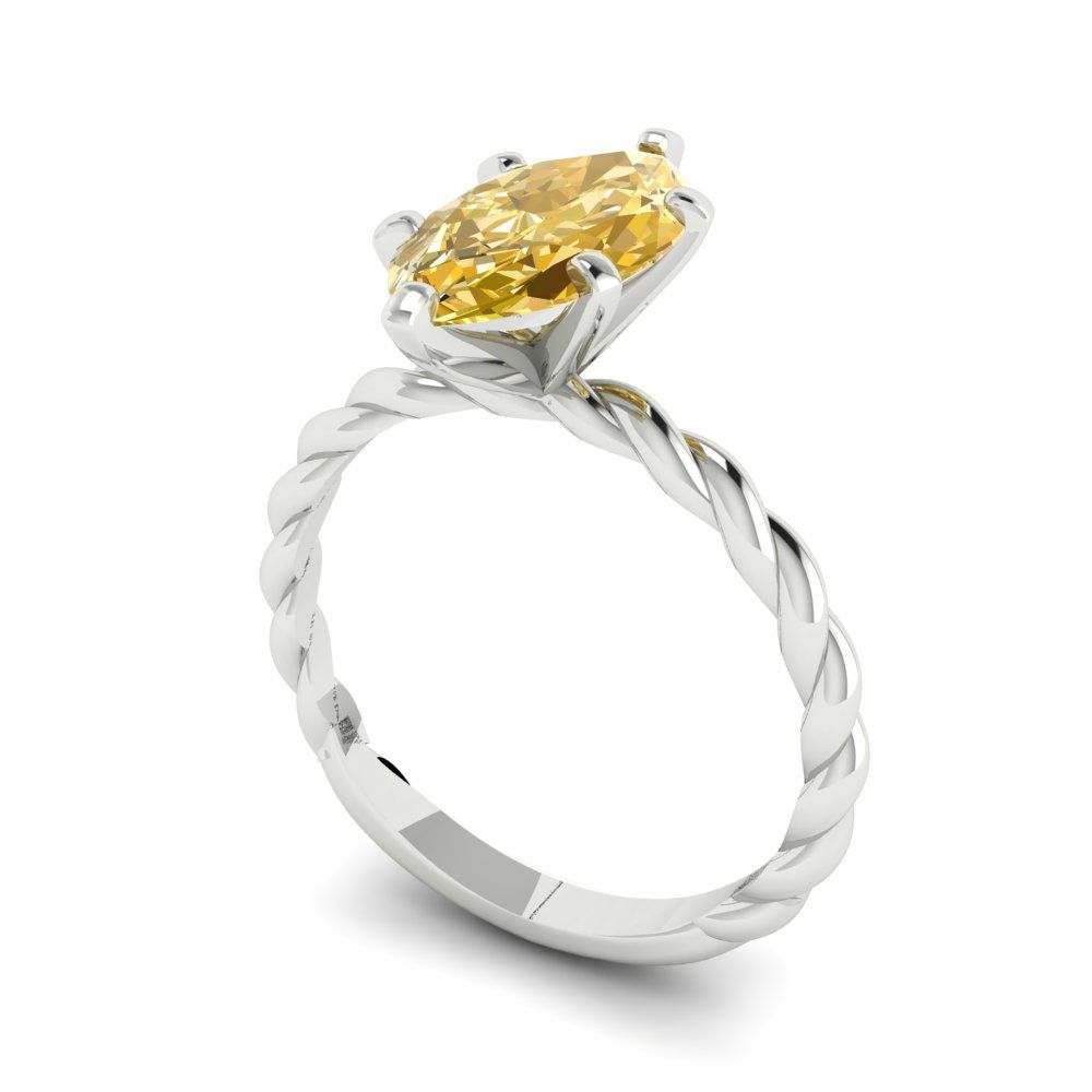 2 cttw Yellow Moissanite Solitaire  Engagement Ring - Solid Gold (Marquise Cut,12x6mm )