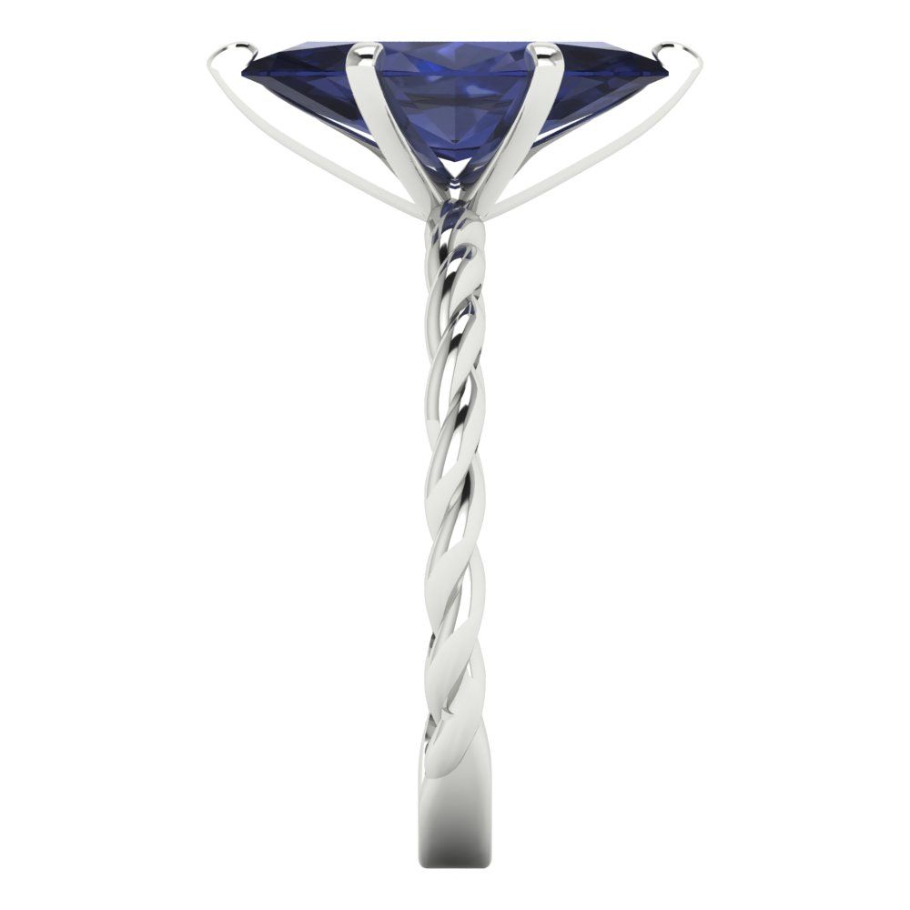 2 cttw Simulated Blue Sapphire Solitaire  Engagement Ring - Solid Gold (Marquise Cut,12x6mm )