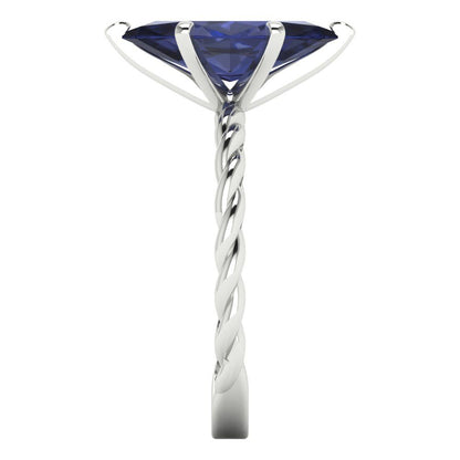 2 cttw Simulated Blue Sapphire Solitaire  Engagement Ring - Solid Gold (Marquise Cut,12x6mm )