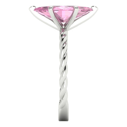 2 cttw Zirconia Simulated Pink Diamond Solitaire  Engagement Ring - Solid Gold (VVS1, Marquise Cut,12x6mm )