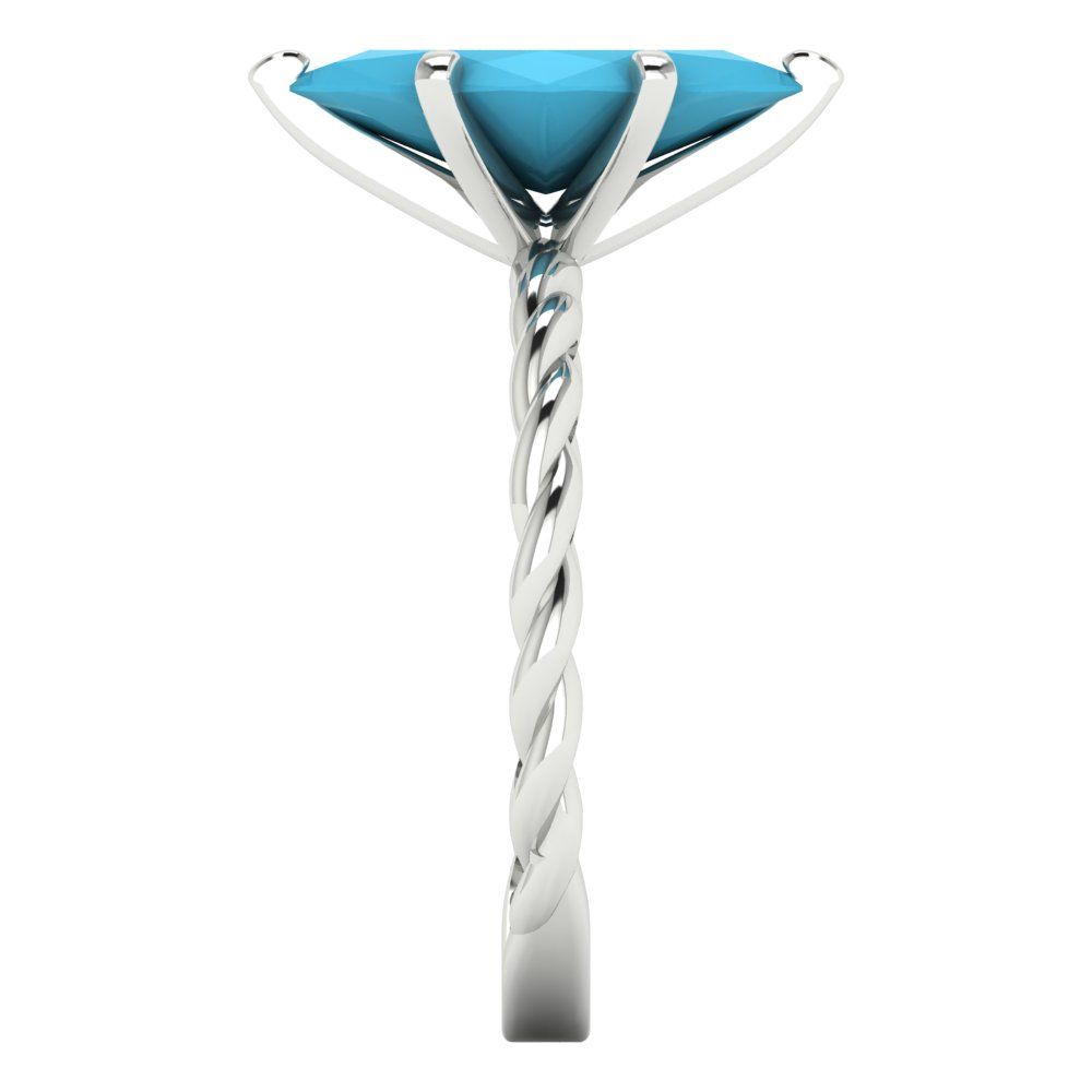 2 cttw Simulated Turquoise Solitaire  Engagement Ring - Solid Gold (Marquise Cut,12x6mm )