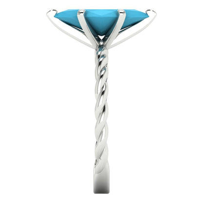 2 cttw Simulated Turquoise Solitaire  Engagement Ring - Solid Gold (Marquise Cut,12x6mm )