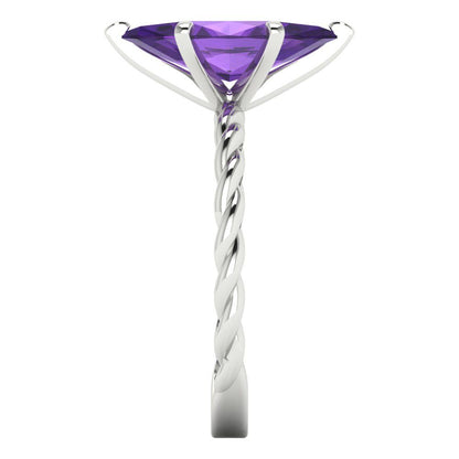 2 cttw Natural Amethyst Solitaire  Engagement Ring - Solid Gold (Marquise Cut,12x6mm )