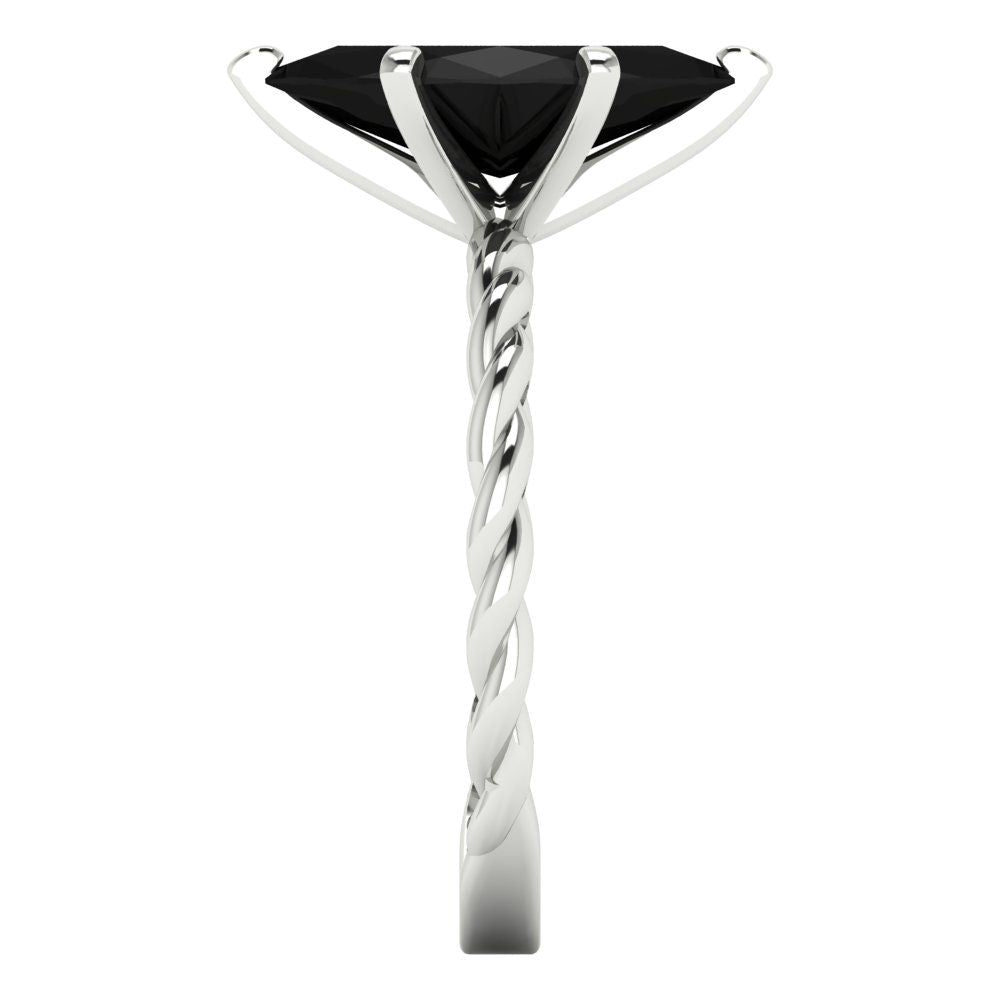 2 cttw Natural Onyx Solitaire  Engagement Ring - Solid Gold (Marquise Cut,12x6mm )