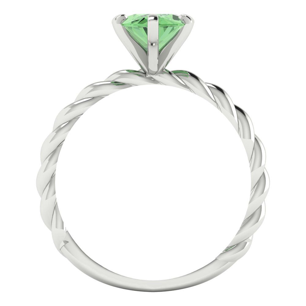 2 cttw Zirconia Simulated Green Diamond Solitaire  Engagement Ring - Solid Gold (VVS1, Marquise Cut,12x6mm )