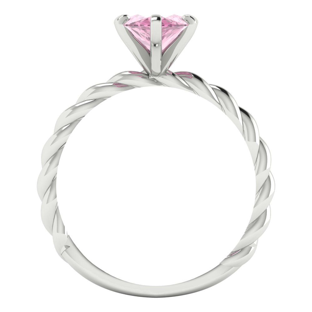 2 cttw Zirconia Simulated Pink Diamond Solitaire  Engagement Ring - Solid Gold (VVS1, Marquise Cut,12x6mm )