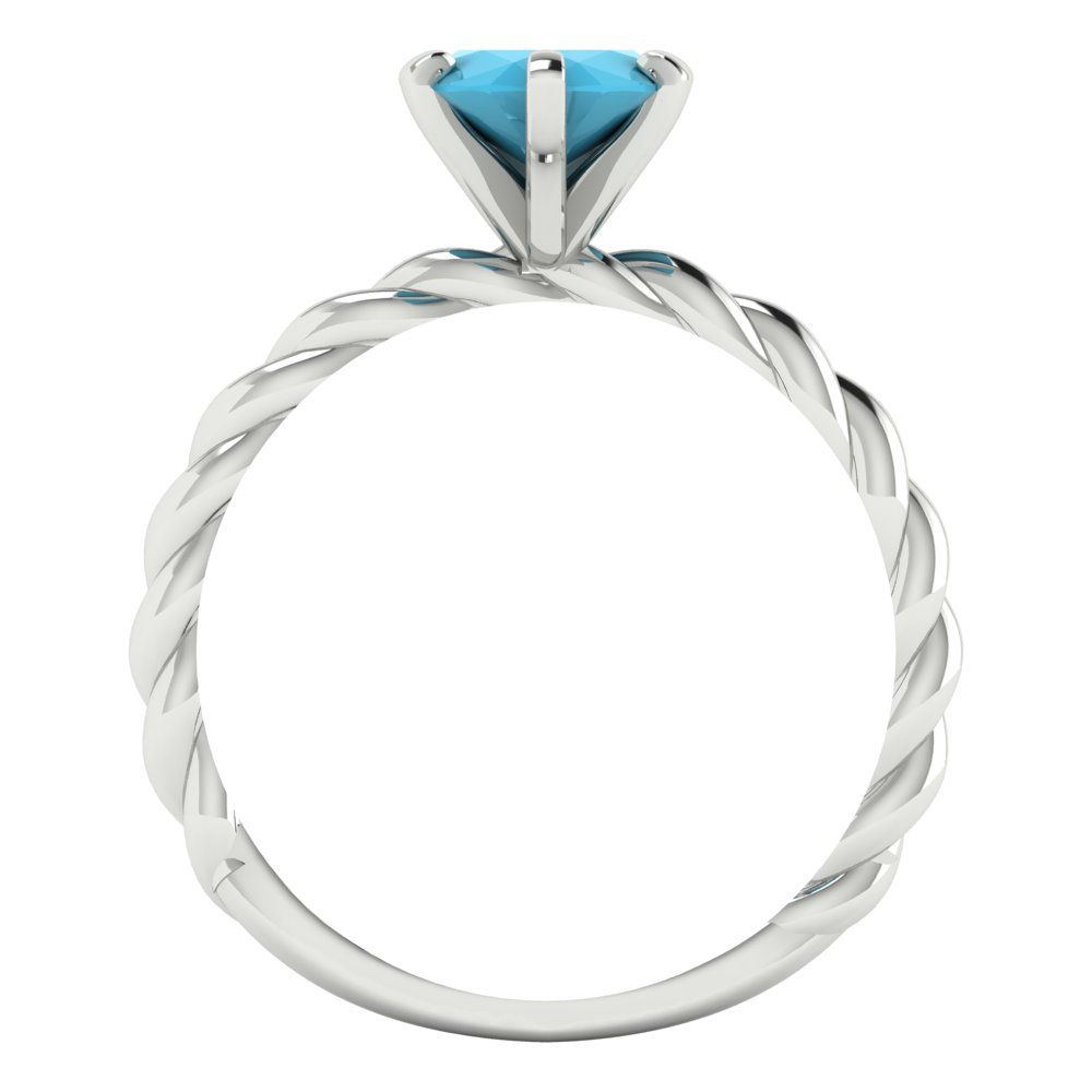 2 cttw Simulated Turquoise Solitaire  Engagement Ring - Solid Gold (Marquise Cut,12x6mm )