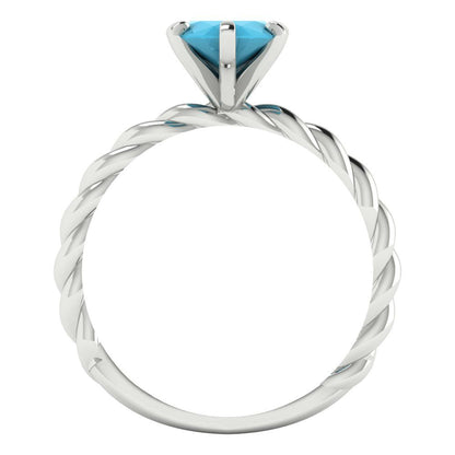 2 cttw Simulated Turquoise Solitaire  Engagement Ring - Solid Gold (Marquise Cut,12x6mm )