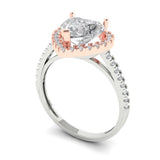 2.27 ct Brilliant Heart Cut Natural Diamond Stone Clarity SI1-2 Color G-H White/Rose Gold Halo Solitaire with Accents Ring
