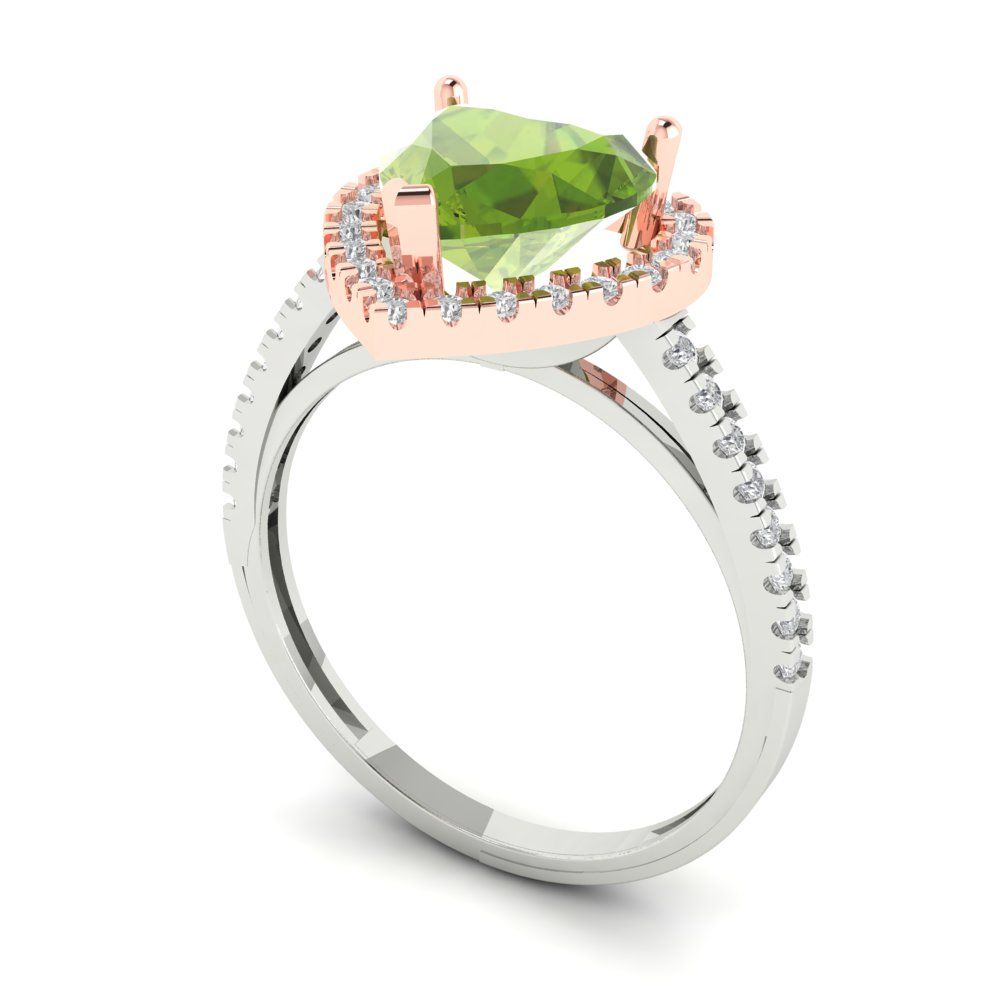2.285 cttw Natural Peridot Hidden Halo Engagement Ring - Solid Gold (Heart Cut,8mm)