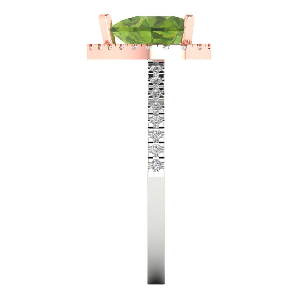 2.285 cttw Natural Peridot Hidden Halo Engagement Ring - Solid Gold (Heart Cut,8mm)