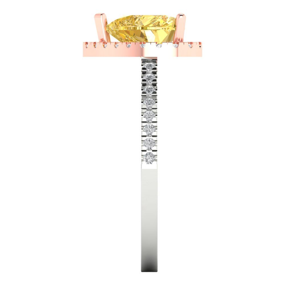 2.285 cttw Natural Citrine Hidden Halo Engagement Ring - Solid White/Rose Gold (VVS1, Heart Cut,8mm)