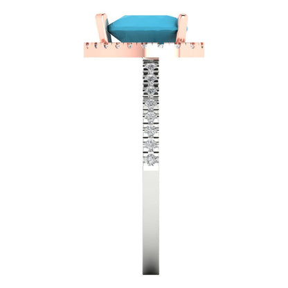 2.285 cttw Simulated Turquoise Hidden Halo Engagement Ring - Solid Gold (Heart Cut,8mm)