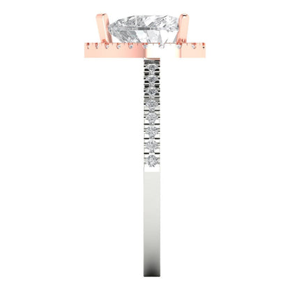 2.285 cttw Moissanite Hidden Halo Engagement Ring - Solid White/Rose Gold (VVS1, Heart Cut,8mm)