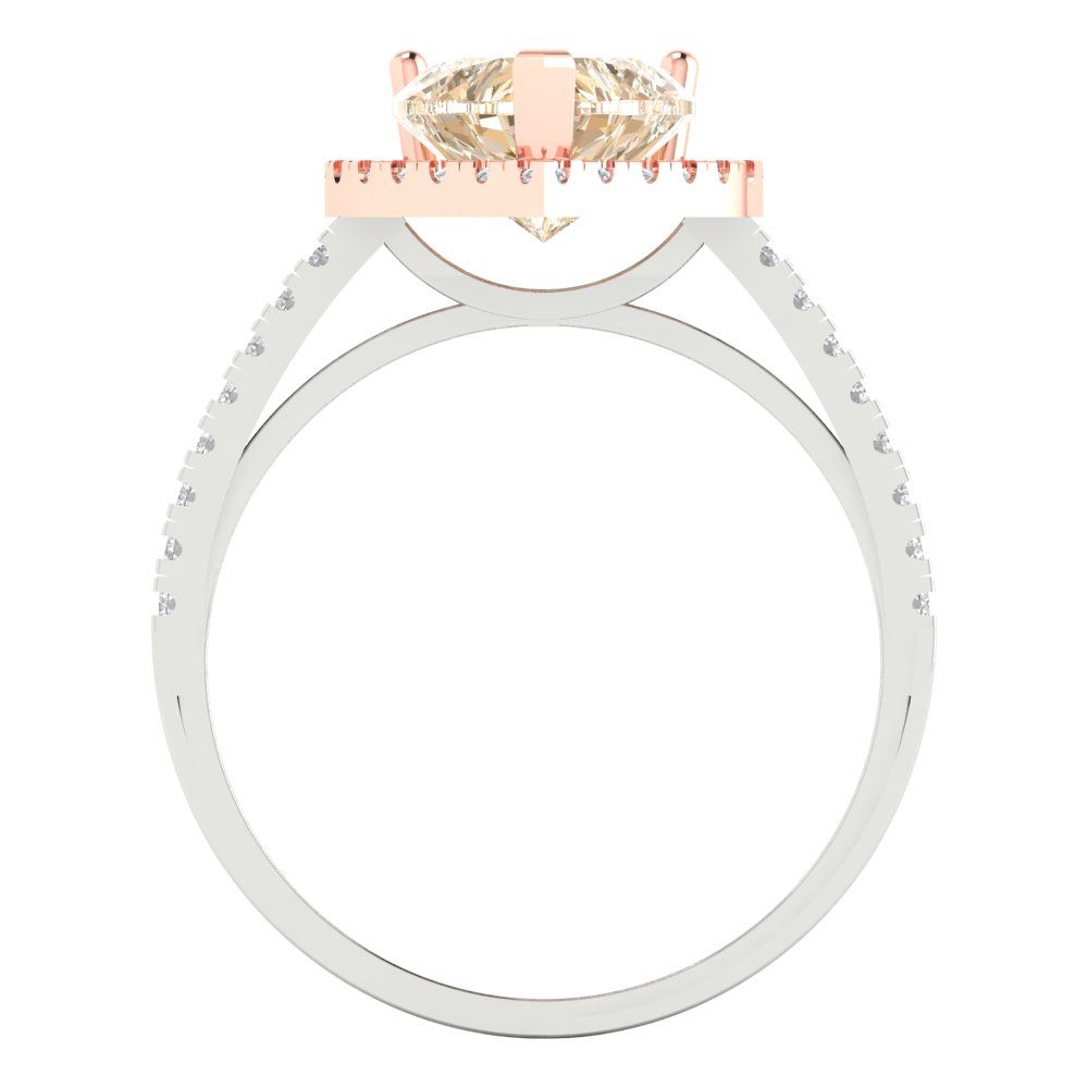 2.285 cttw Natural Morganite Hidden Halo Engagement Ring - Solid White/Rose Gold (VVS1, Heart Cut,8mm)