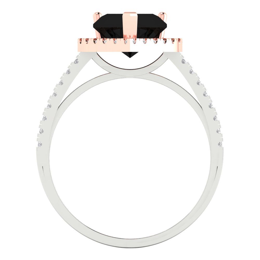 2.285 cttw Natural Onyx Hidden Halo Engagement Ring - Solid White/Rose Gold (VVS1, Heart Cut,8mm)