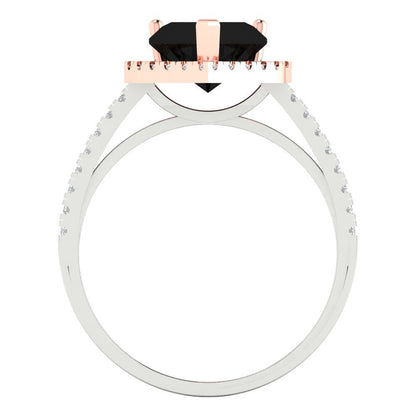 2.285 cttw Natural Onyx Hidden Halo Engagement Ring - Solid White/Rose Gold (VVS1, Heart Cut,8mm)
