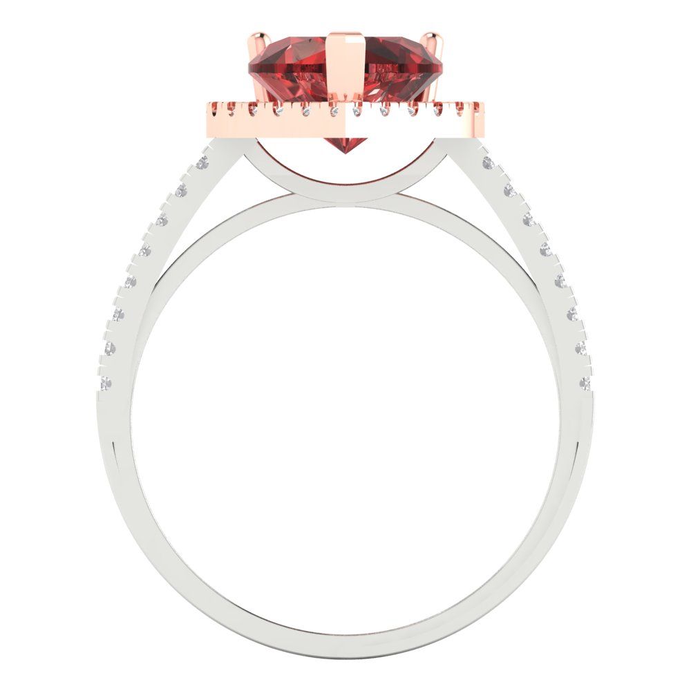 2.285 cttw Natural Garnet Hidden Halo Engagement Ring - Solid White/Rose Gold (VVS1, Heart Cut,8mm)