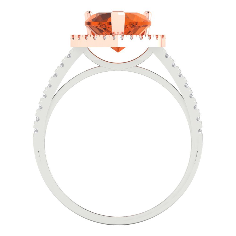 2.285 cttw Zirconia Simulated Red Diamond Hidden Halo Engagement Ring - Solid White/Rose Gold (VVS1, Heart Cut,8mm)
