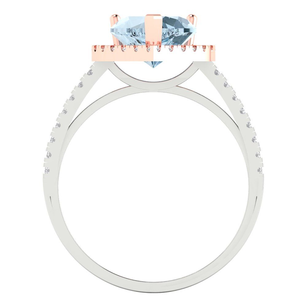 2.285 cttw Natural Sky Blue Topaz Hidden Halo Engagement Ring - Solid White/Rose Gold (VVS1, Heart Cut,8mm)