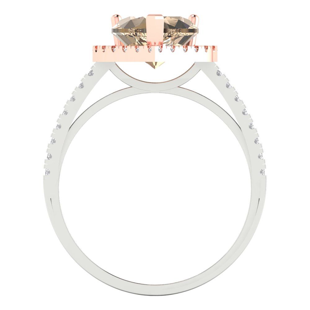 2.285 cttw Yellow Moissanite Hidden Halo Engagement Ring - Solid White/Rose Gold (VVS1, Heart Cut,8mm)