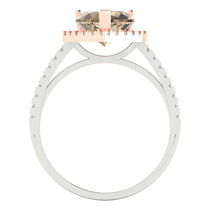 2.285 cttw Yellow Moissanite Hidden Halo Engagement Ring - Solid White/Rose Gold (VVS1, Heart Cut,8mm)