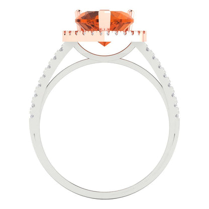 2.285 cttw Simulated Pink Tourmaline Hidden Halo Engagement Ring - Solid White/Rose Gold (VVS1, Heart Cut,8mm)