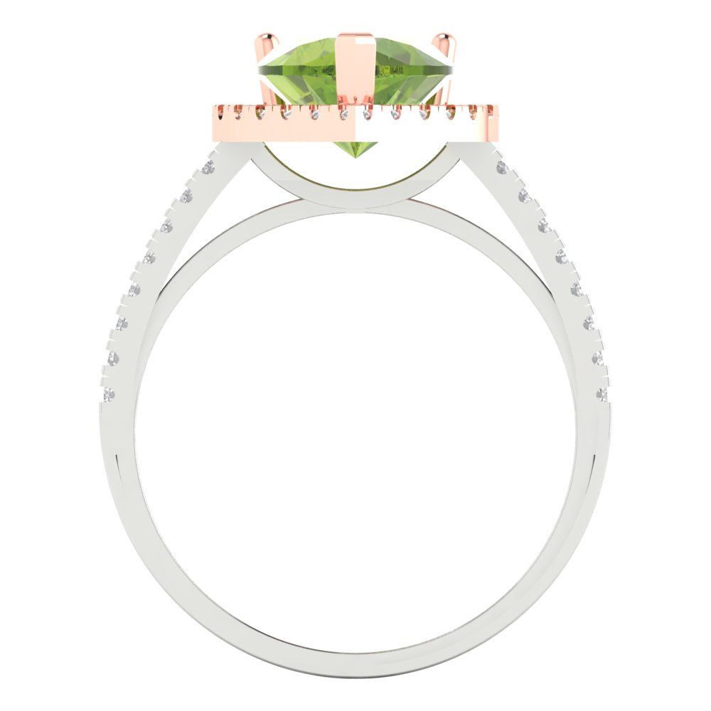 2.285 cttw Natural Peridot Hidden Halo Engagement Ring - Solid Gold (Heart Cut,8mm)