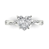 2.1 ct Brilliant Heart Cut Natural Diamond Stone Clarity SI1-2 Color G-H White Gold Solitaire with Accents Ring