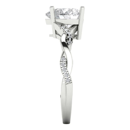 2.1 cttw Certified Moissanite Solitaire with Zirconia Simulated Diamond Accents Engagement Ring - Solid Gold (VVS1, D-F,Heart Cut,8mm)