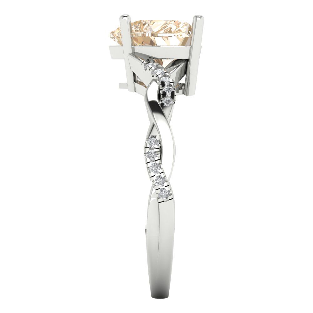 2.1 cttw Natural Morganite Solitaire with Zirconia Simulated Diamond Accents Engagement Ring - Solid Gold (Heart Cut,8mm)