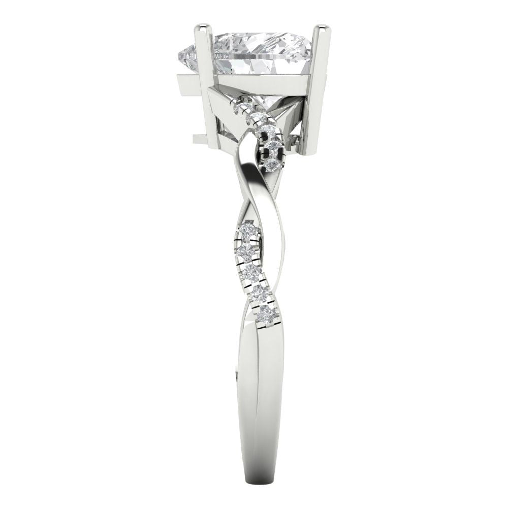 2.1 cttw Zirconia Simulated Diamond Solitaire with Zirconia Simulated Diamond Accents Engagement Ring - Solid Gold (VVS1, Heart Cut,8mm)