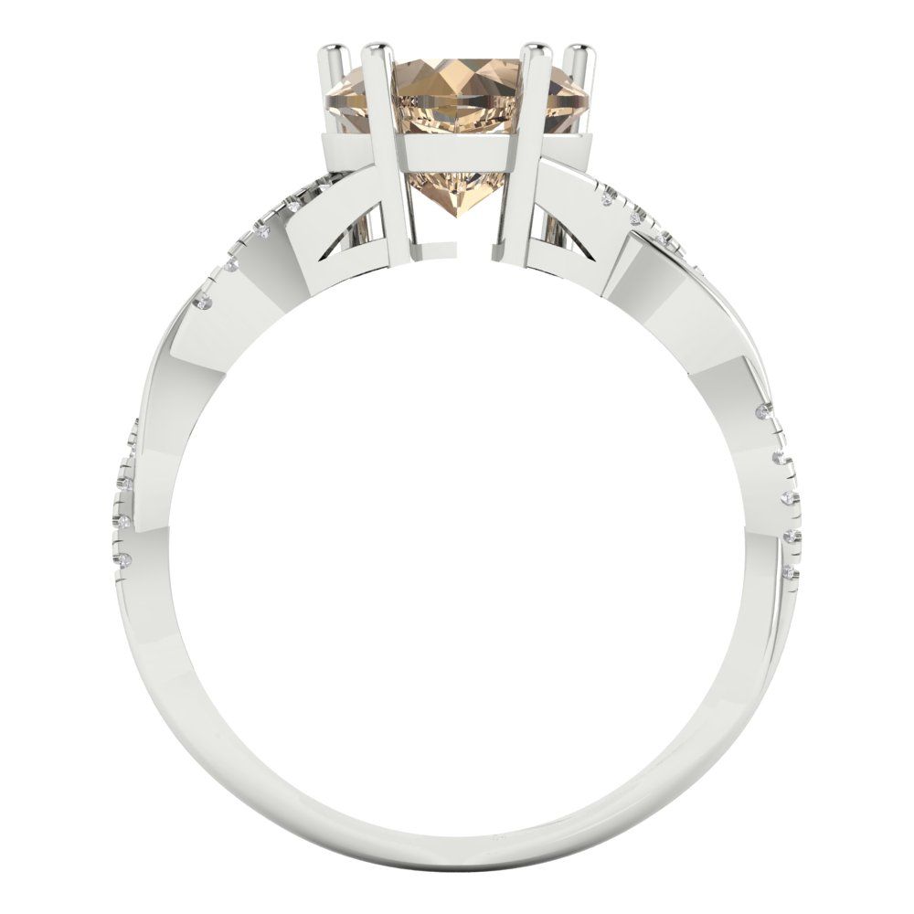 2.1 cttw Yellow Moissanite Solitaire with Zirconia Simulated Diamond Accents Engagement Ring - Solid Gold (Heart Cut,8mm)