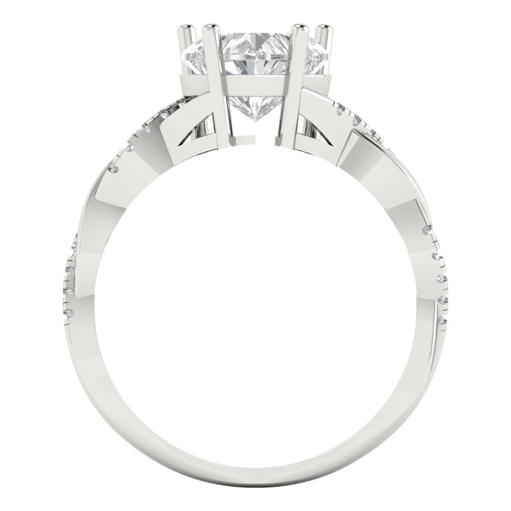 2.1 cttw Zirconia Simulated Diamond Solitaire with Zirconia Simulated Diamond Accents Engagement Ring - Solid Gold (VVS1, Heart Cut,8mm)