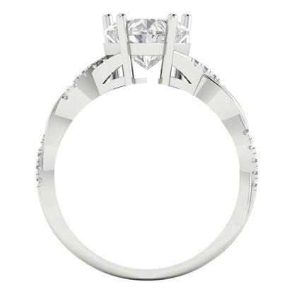 2.1 cttw Zirconia Simulated Diamond Solitaire with Zirconia Simulated Diamond Accents Engagement Ring - Solid Gold (VVS1, Heart Cut,8mm)