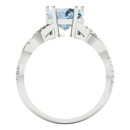 2.1 cttw Natural Sky Blue Topaz Solitaire with Zirconia Simulated Diamond Accents Engagement Ring - Solid Gold (Heart Cut,8mm)