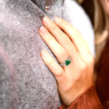 2.1 ct Brilliant Heart Cut Simulated Emerald Stone White Gold Solitaire with Accents Ring