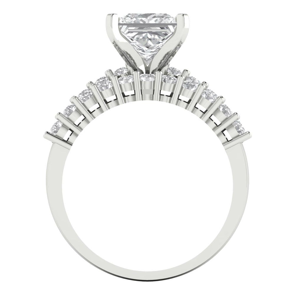 2.63 cttw Princess Cut White Sapphire Bridal Set - Solid White Gold Engagement Ring & Wedding Band