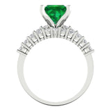 2.66 ct Brilliant Princess Cut Simulated Emerald Stone White Gold Solitaire with Accents Bridal Set