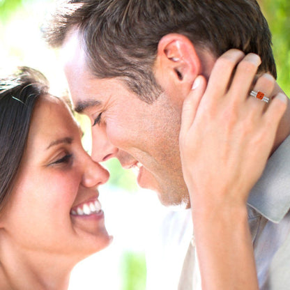 2.63 cttw Princess Cut Simulated Red Diamond Bridal Set - Solid White Gold Engagement Ring & Wedding Band