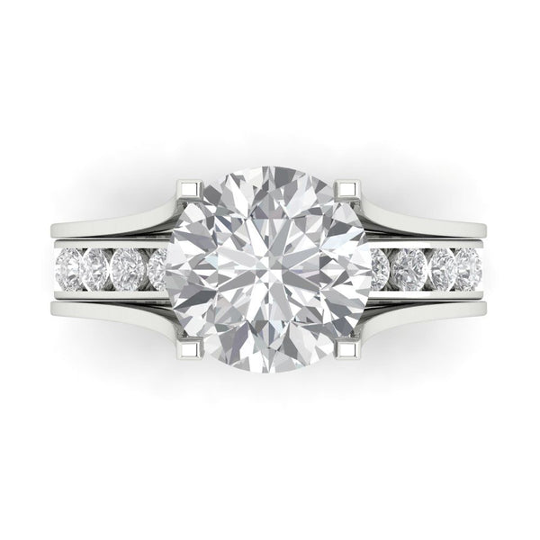 3.39 ct Brilliant Round Cut Moissanite Stone White Gold Solitaire with Accents Bridal Set