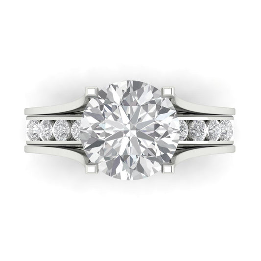 3.39 cttw Round Cut Zirconia Simulated Diamond Bridal Set - Solid White Gold Engagement Ring & Wedding Band