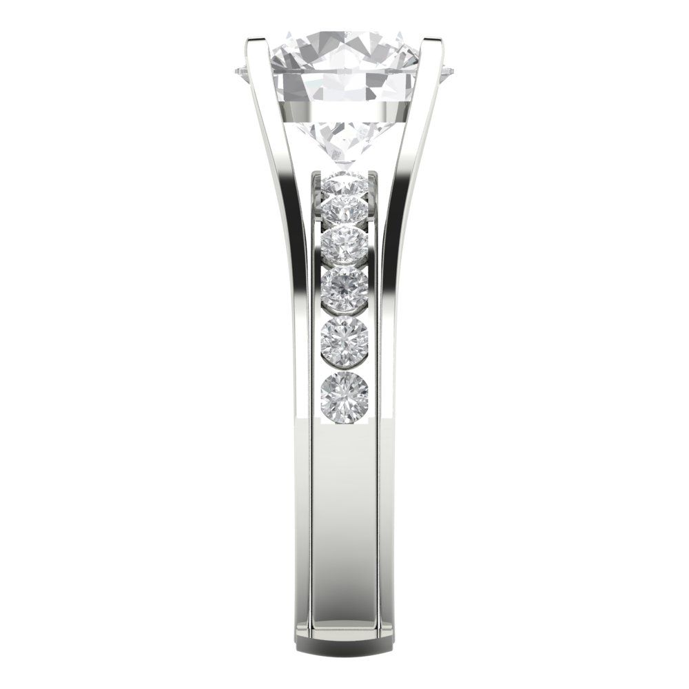 3.39 cttw Round Cut Moissanite Bridal Set - Solid White Gold Engagement Ring & Wedding Band