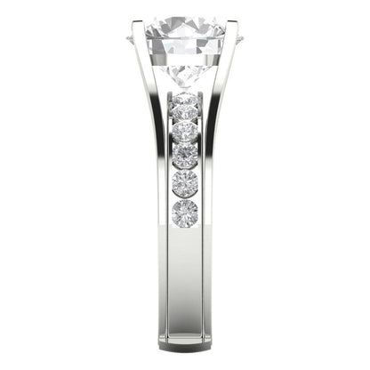 3.39 cttw Round Cut White Sapphire Bridal Set - Solid White Gold Engagement Ring & Wedding Band