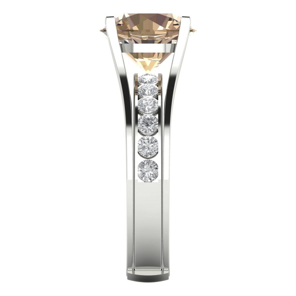 3.39 cttw Round Cut Yellow Moissanite Bridal Set - Solid White Gold Engagement Ring & Wedding Band