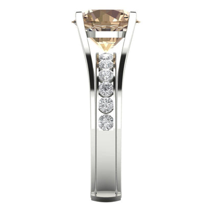 3.39 cttw Round Cut Yellow Moissanite Bridal Set - Solid White Gold Engagement Ring & Wedding Band