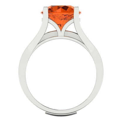 3.39 cttw Round Cut Simulated Pink Tourmaline Bridal Set - Solid White Gold Engagement Ring & Wedding Band